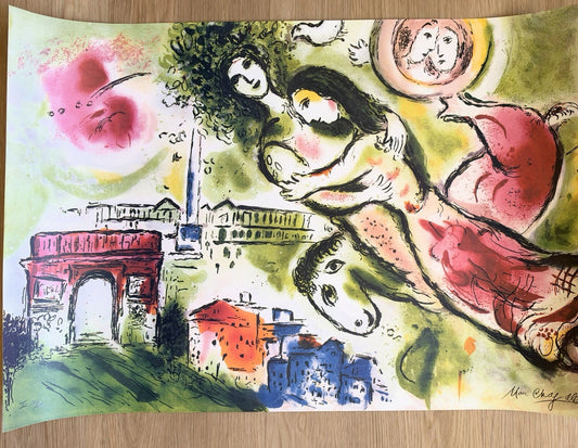 Marc Chagall ROMEO JULIET Lithograph Limited Edition Art Paris Lovers– Numbered