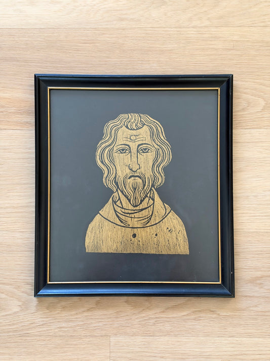 Vintage Framed Brass Rubbing, James de Holveston, Blickling Norfolk