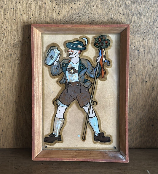 Antique Bavarian reverse painted glass picture by Riemer-Zöllner, Dachau