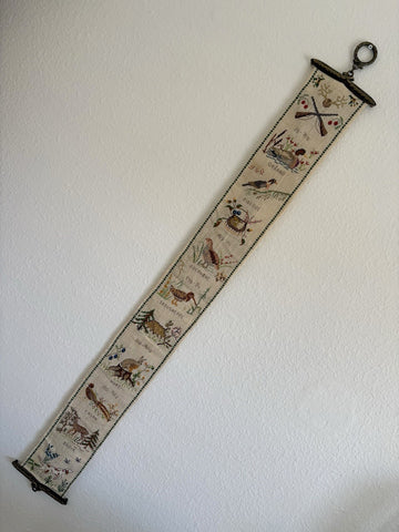 Vintage Danish hunting embroidery wall hanging