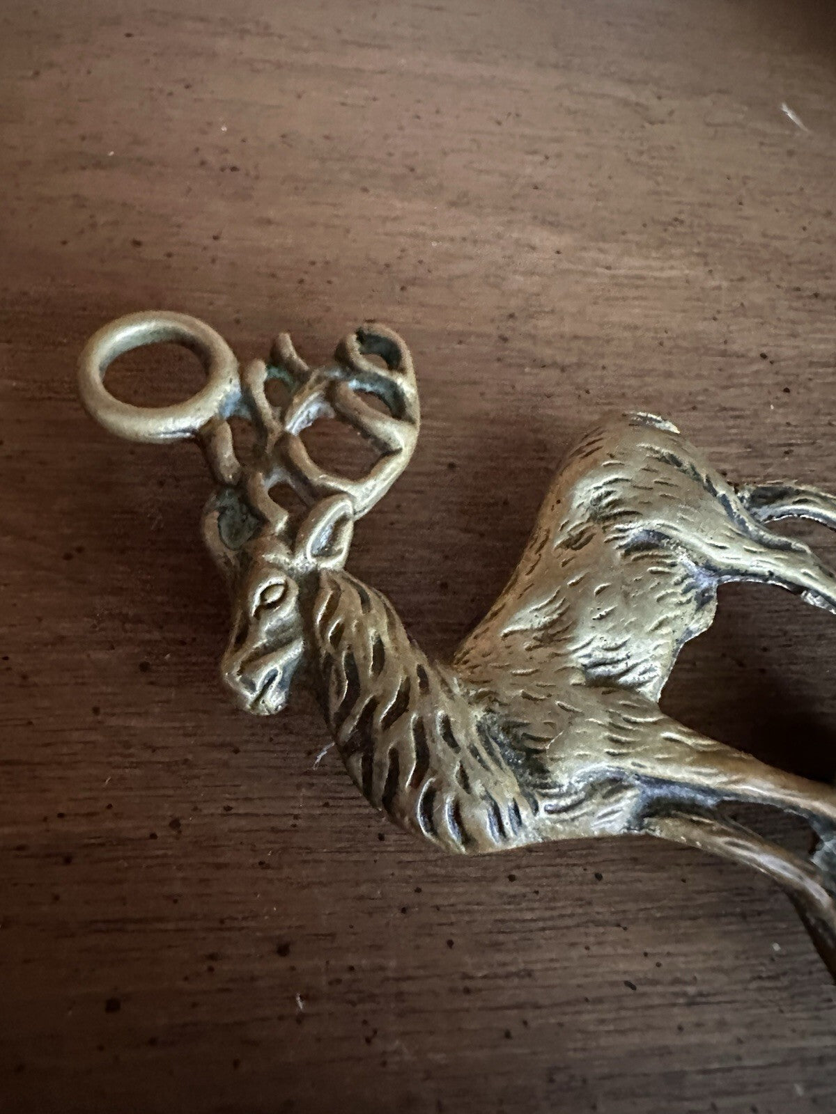 Vintage brass shoe horn with figural stag handle, photo 6