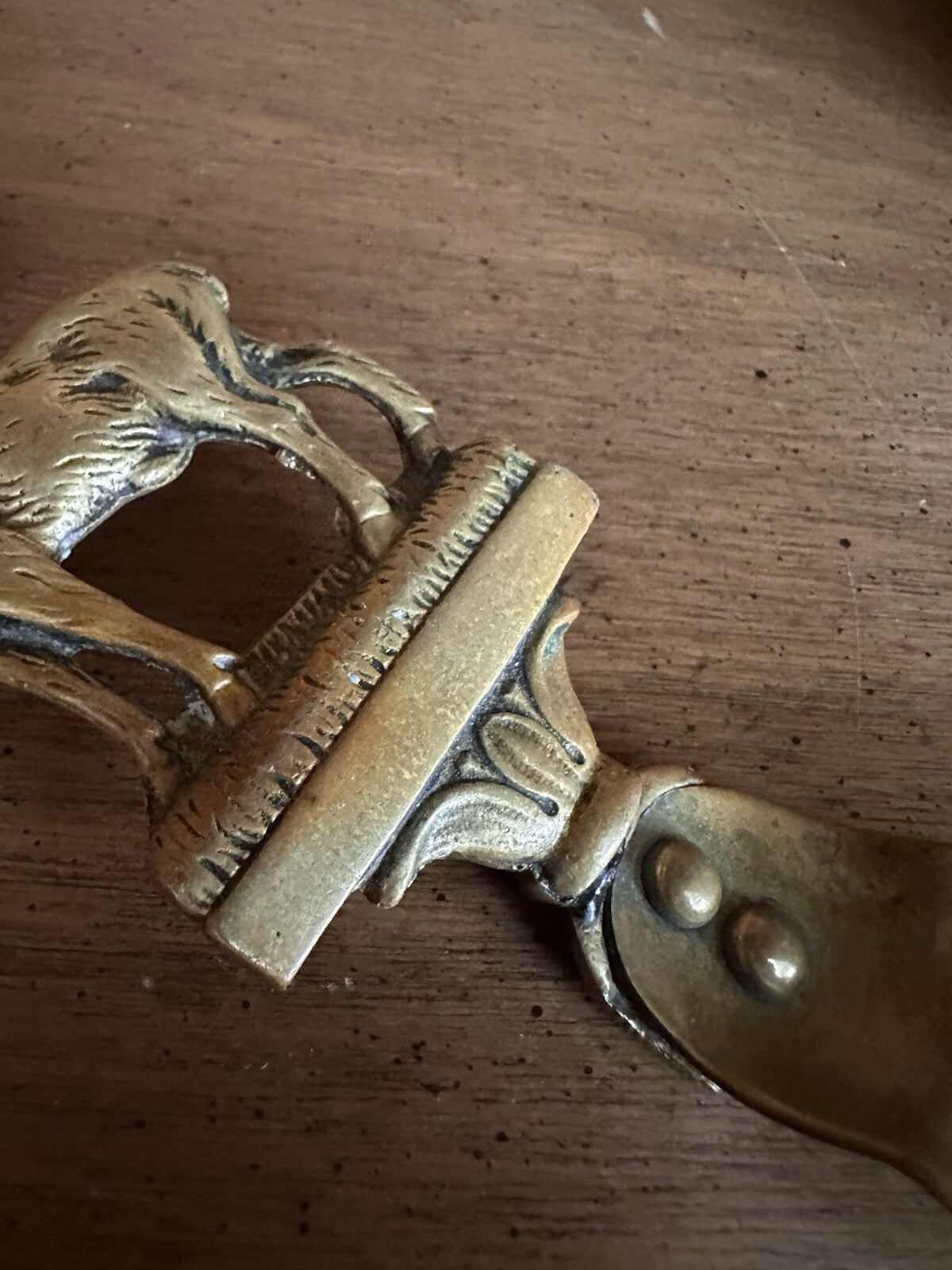 Vintage brass shoe horn with figural stag handle, photo 7