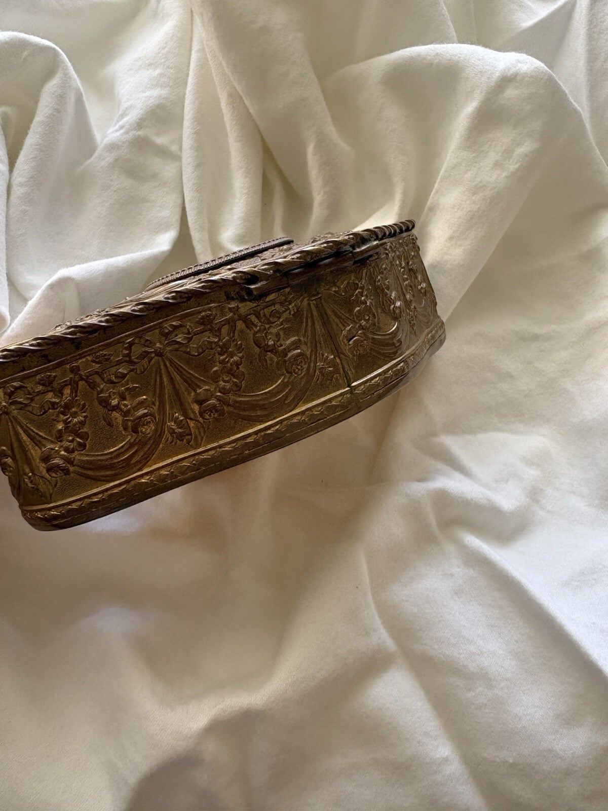 Antique French ormolu jewelry box with portrait miniature