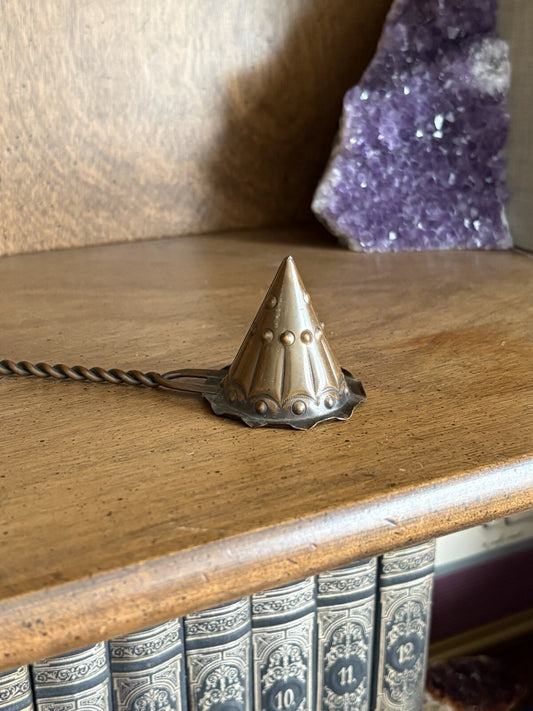 Vintage Copper Candle Snuffer Ornate Cone Twisted Handle Hanging Extinguisher
