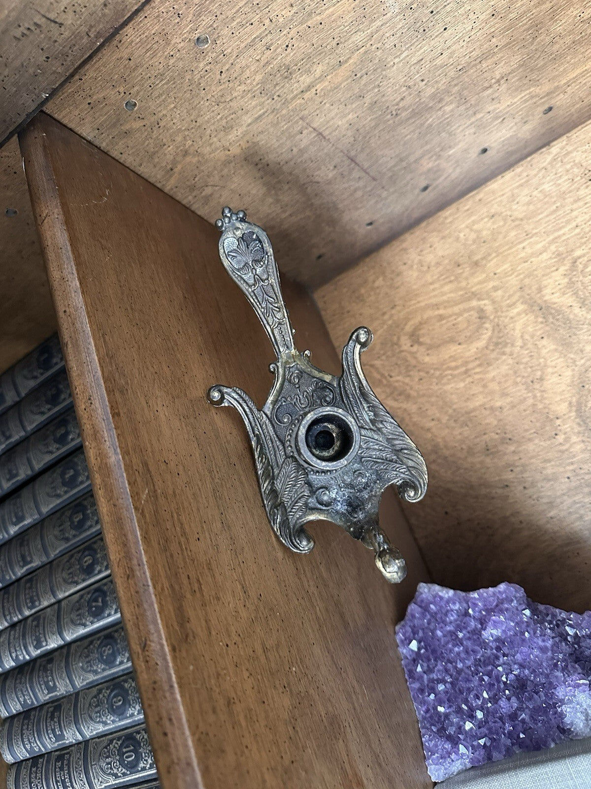 Vintage Italian brass peacock chamberstick candle holder, photo 6