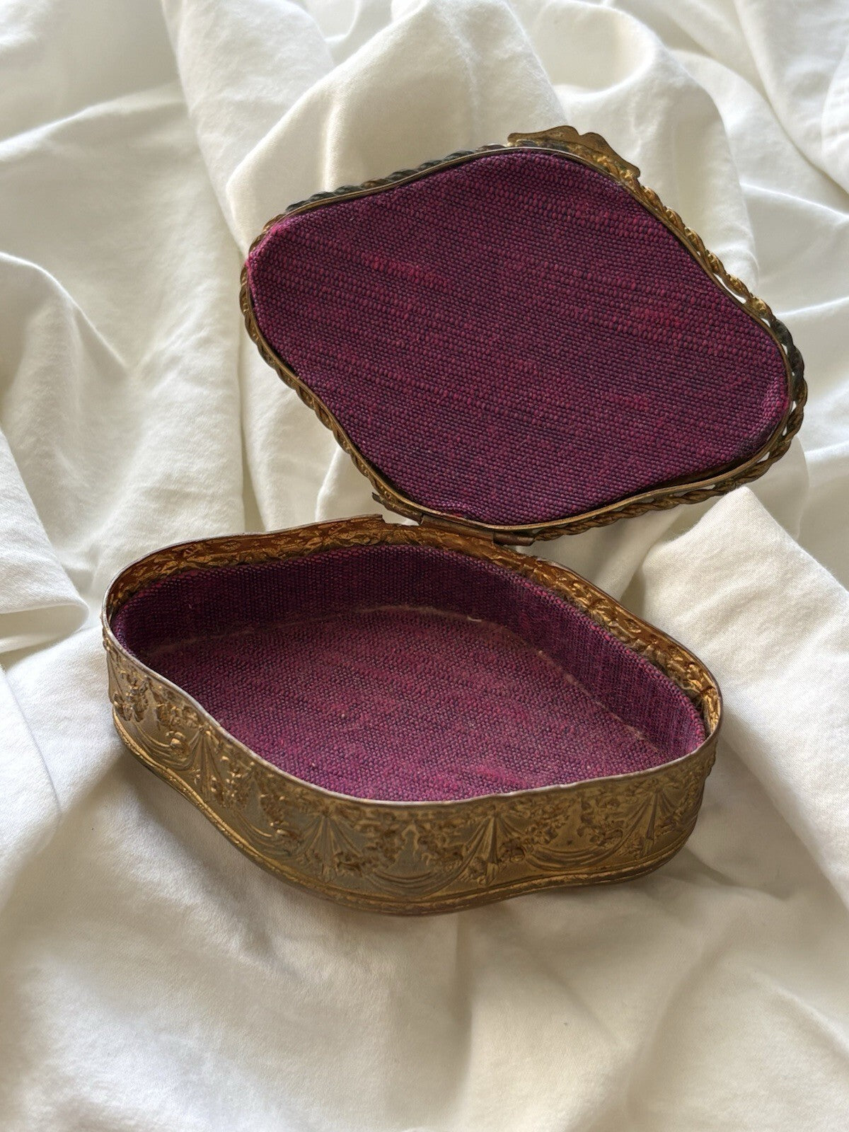 Antique French ormolu jewelry box with portrait miniature
