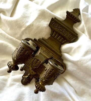 Antique Victorian cast brass double match holder