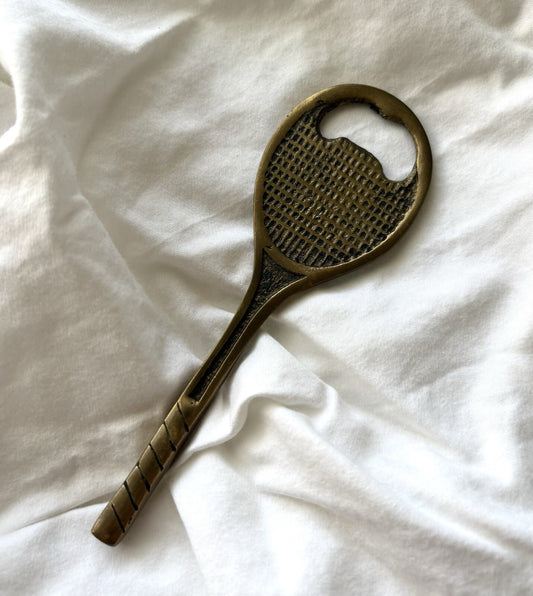 Vintage Brass Tennis Racket Bottle Opener Racquet Barware Sports Collectible
