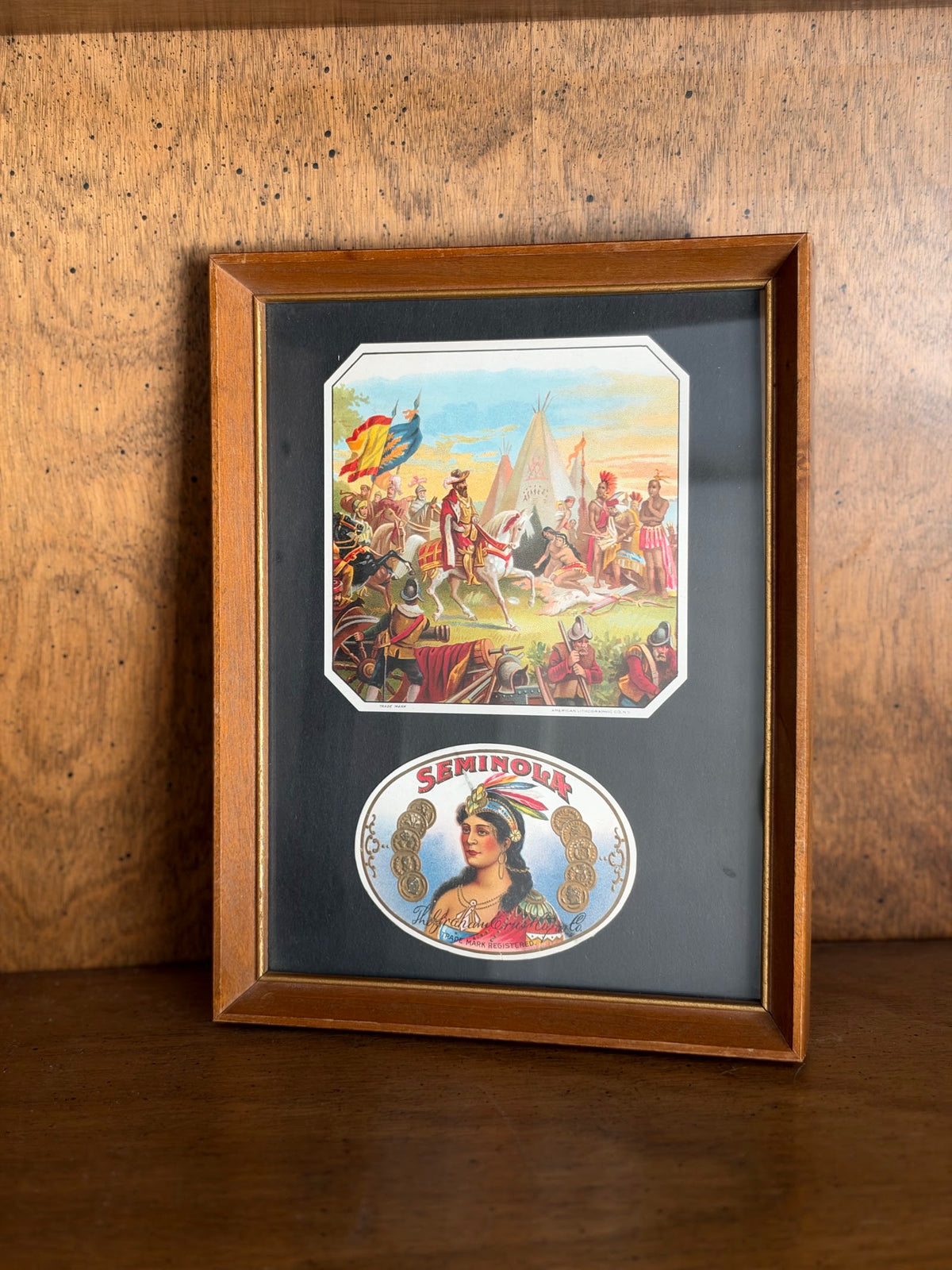 Framed Antique Seminola Cigar Box Labels, American Lithographic NY