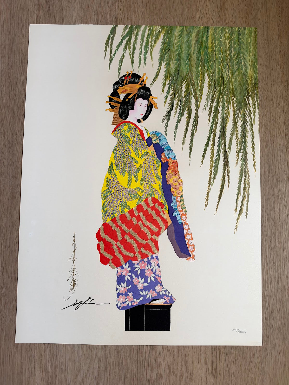 Hisashi Otsuka Vintage Geisha Lithograph, Signed 993/3000