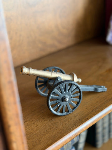 Vintage Brass and Cast Iron Miniature Cannon, Taiwan