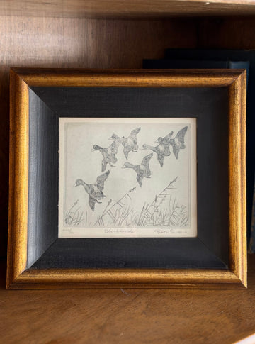 Don Swann Jr. Blackheads Signed Etching, Vintage Gold Frame
