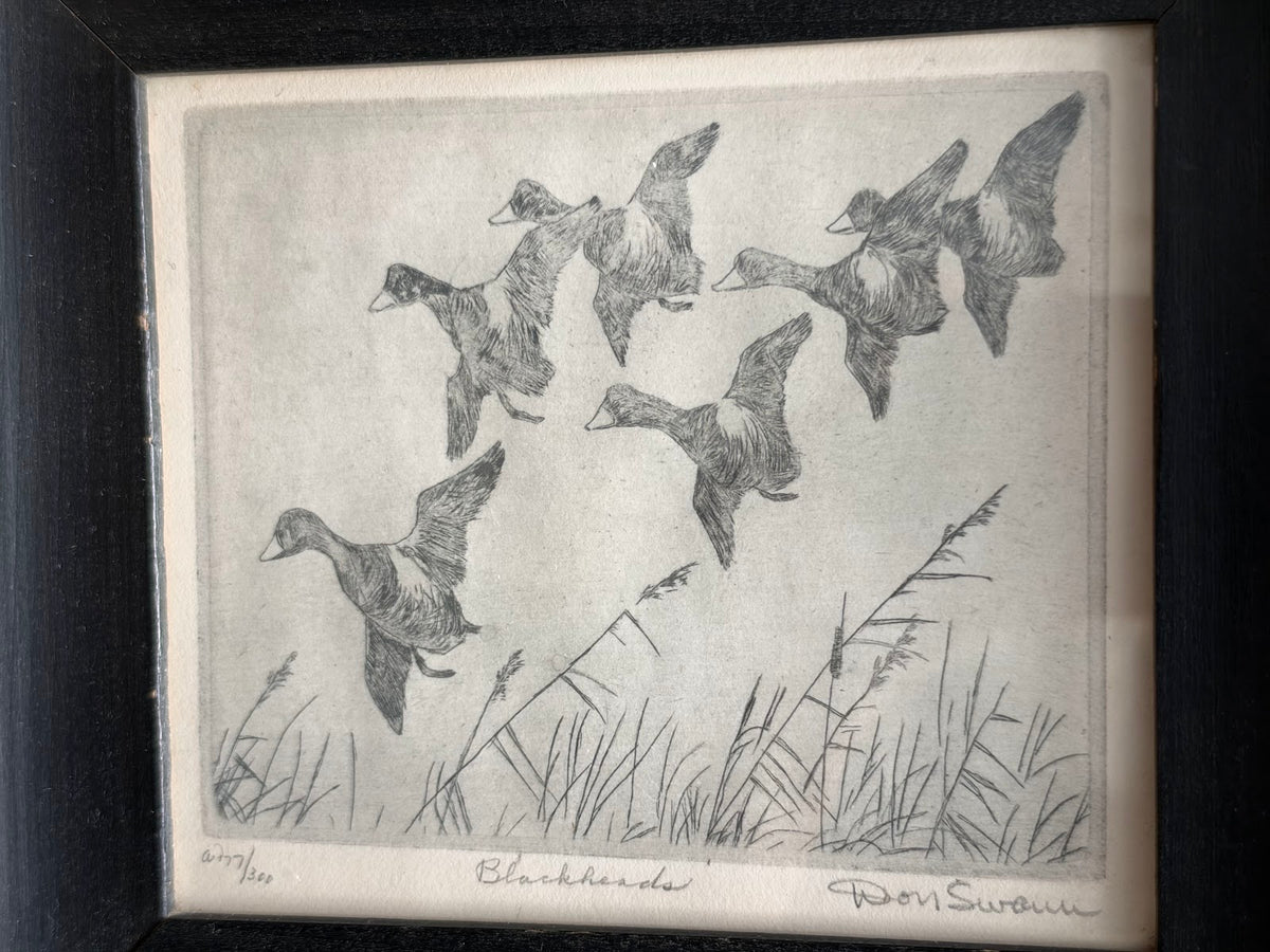 Don Swann Jr. Blackheads Signed Etching, Vintage Gold Frame view 6