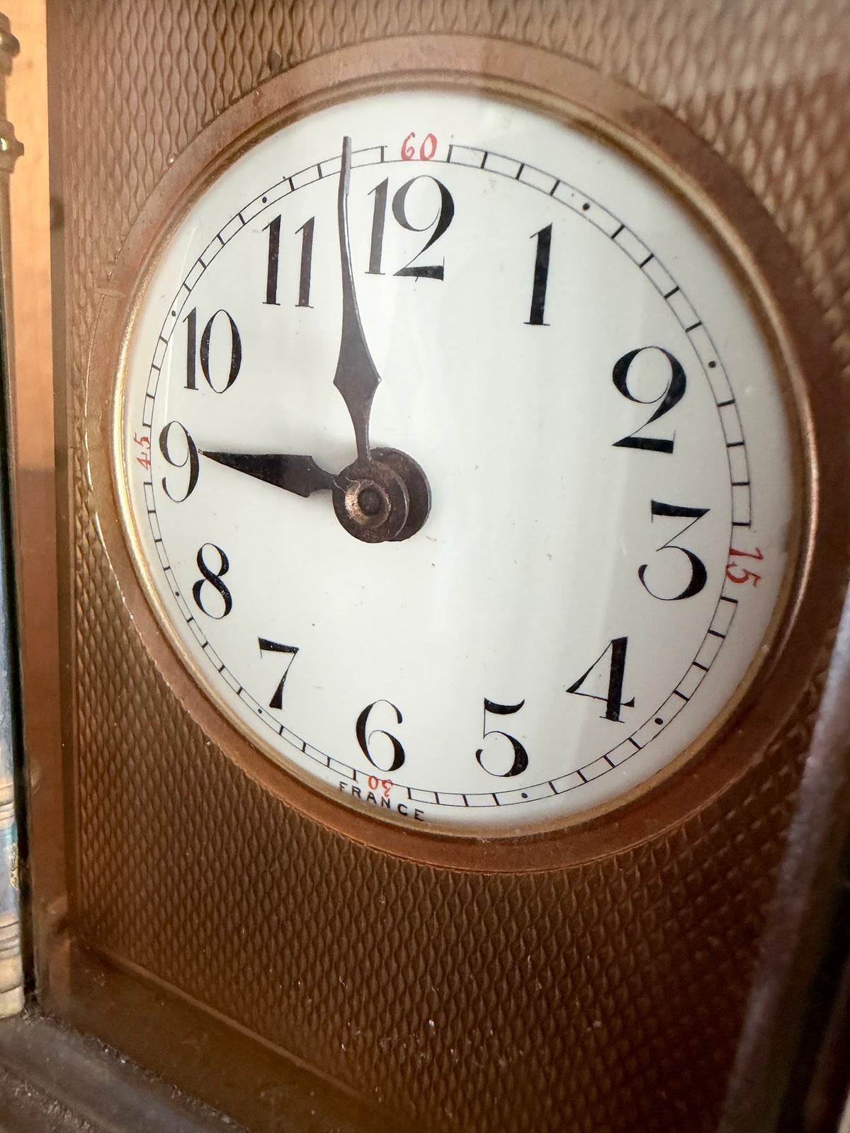 Antique French Brass Carriage Clock, Engine Turned, Early 1900s view 2