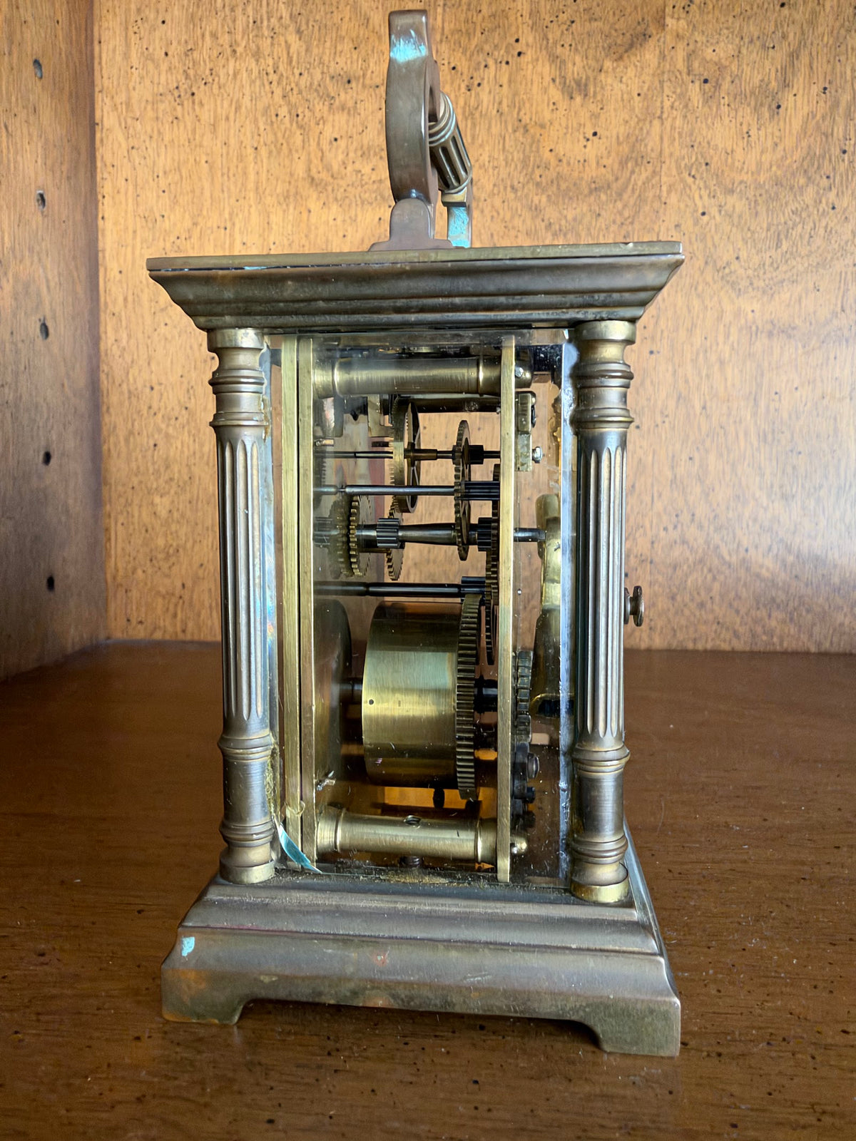 Antique French Brass Carriage Clock, Engine Turned, Early 1900s view 3