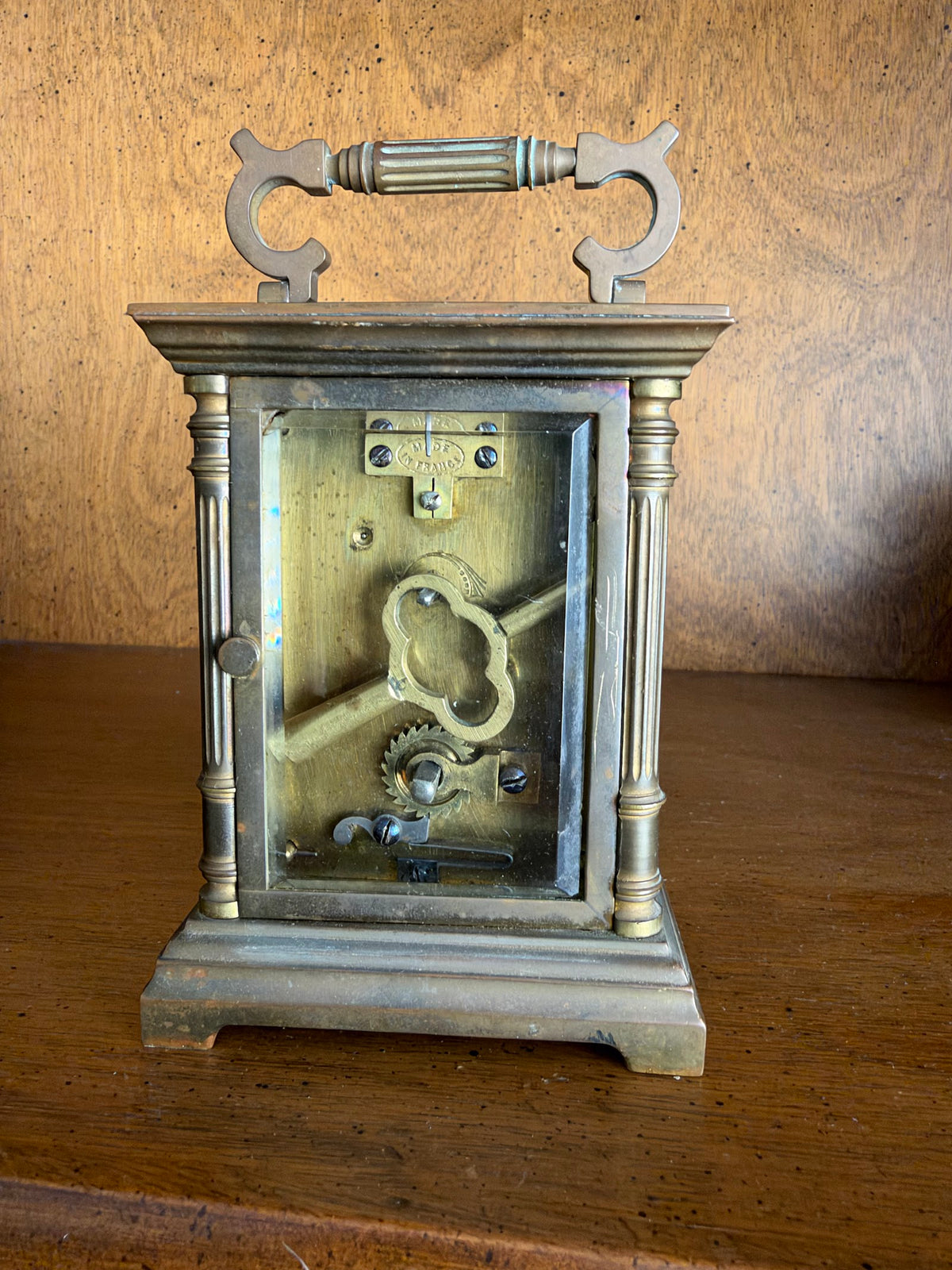 Antique French Brass Carriage Clock, Engine Turned, Early 1900s view 4