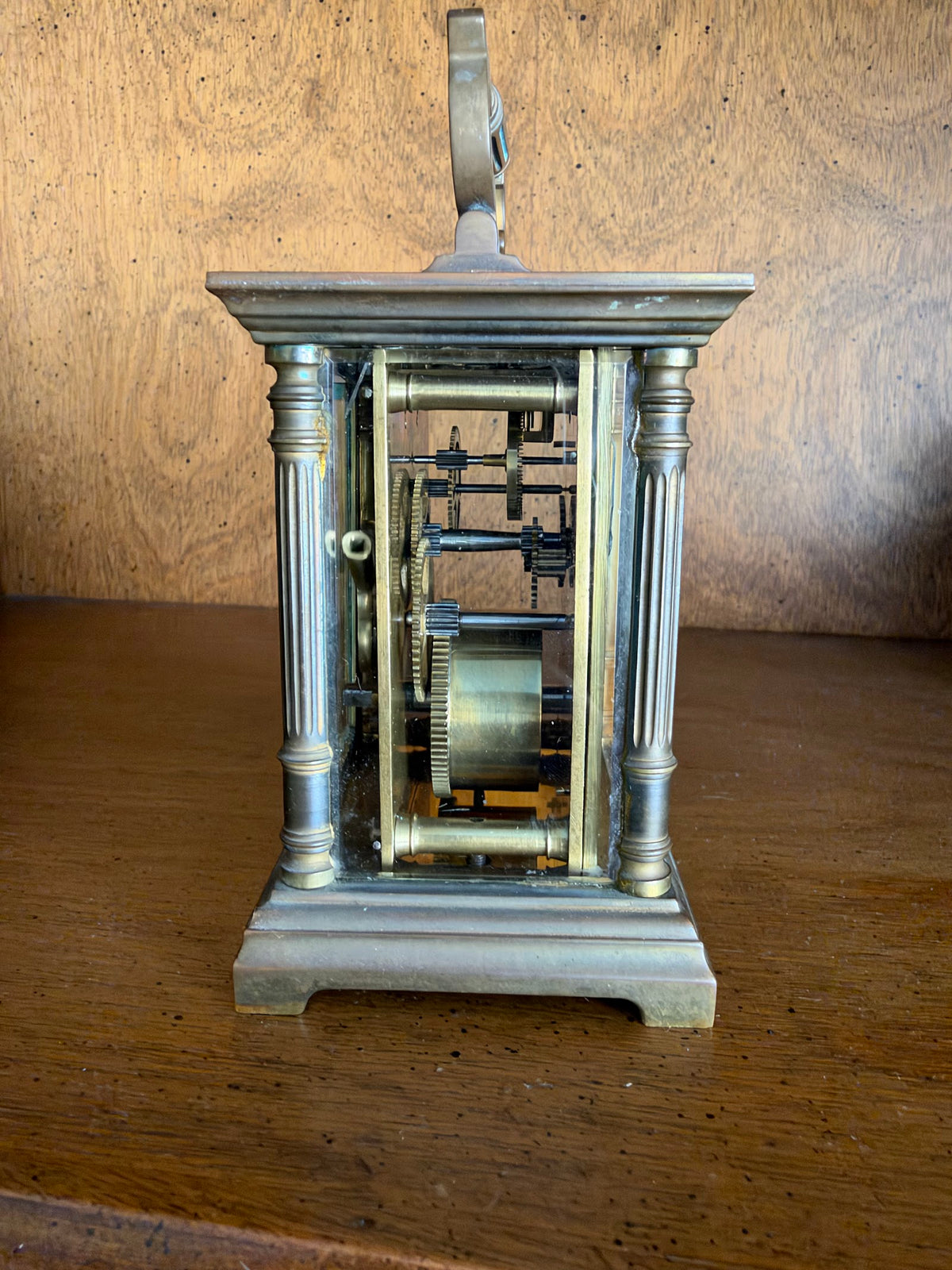 Antique French Brass Carriage Clock, Engine Turned, Early 1900s view 6