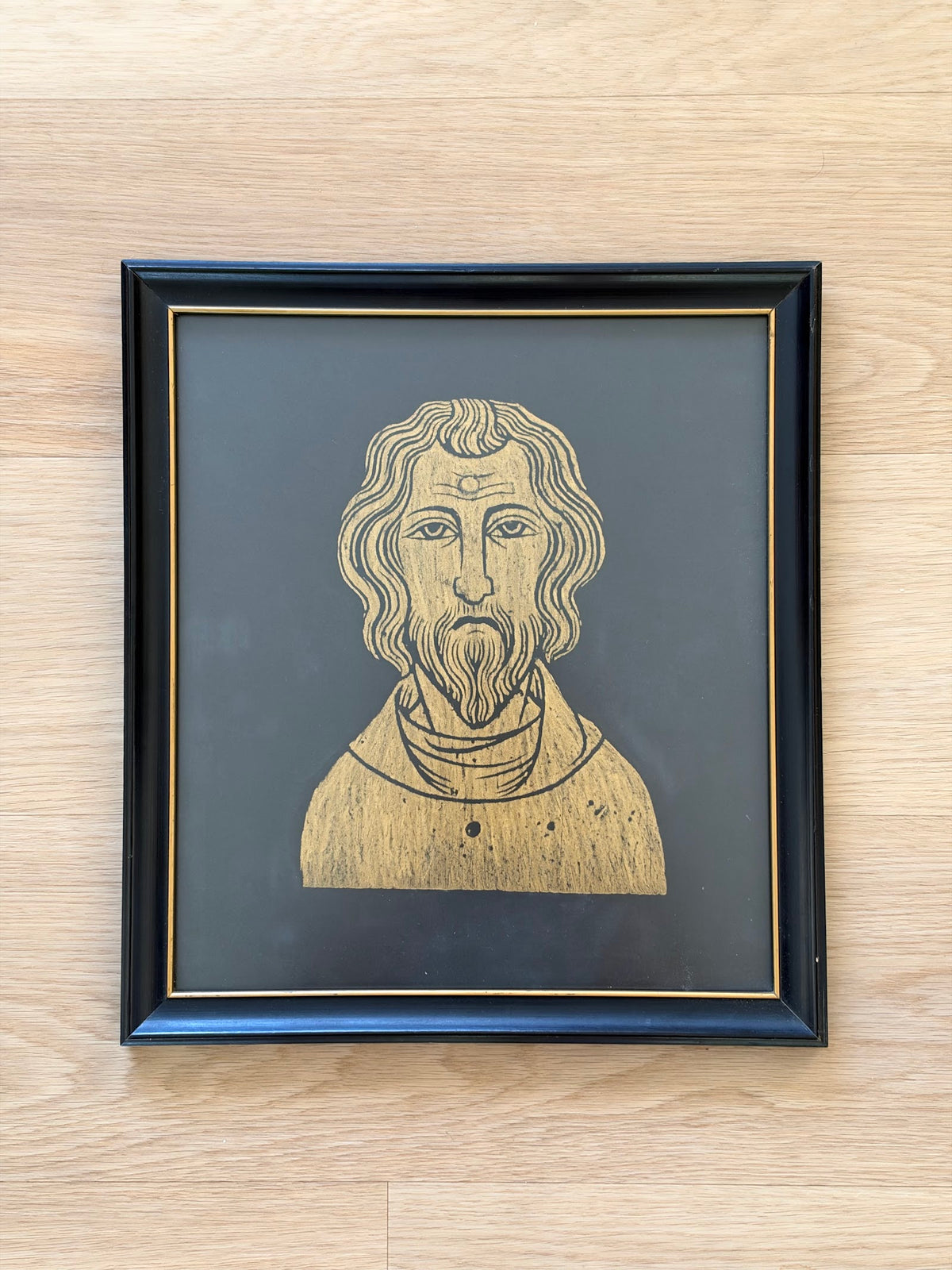 Vintage Framed Brass Rubbing, James de Holveston, Blickling Norfolk