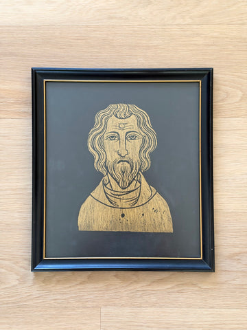 Vintage Framed Brass Rubbing, James de Holveston, Blickling Norfolk