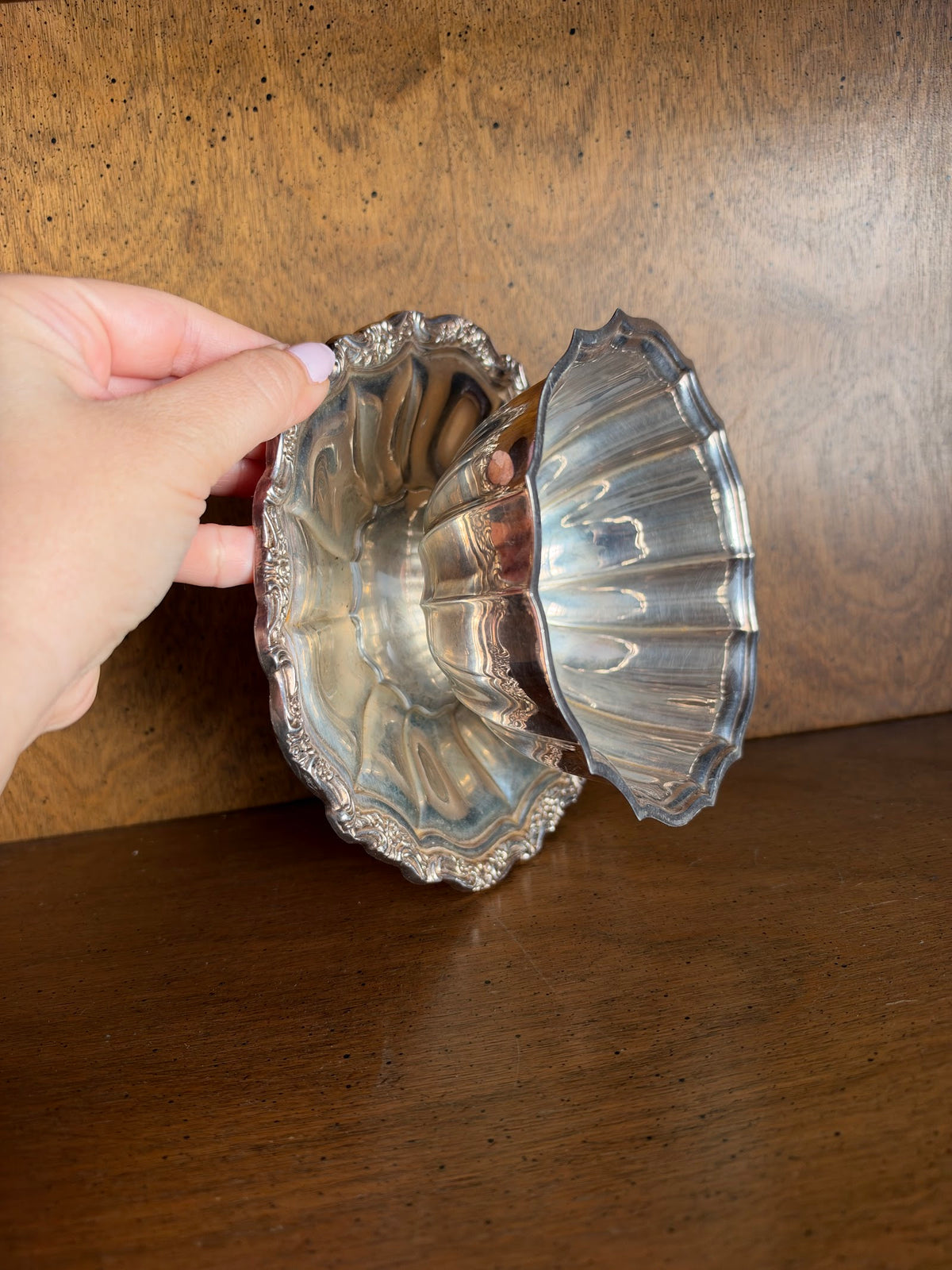 Vintage International Silver Sauce Bowl with Attached Underplate view 4