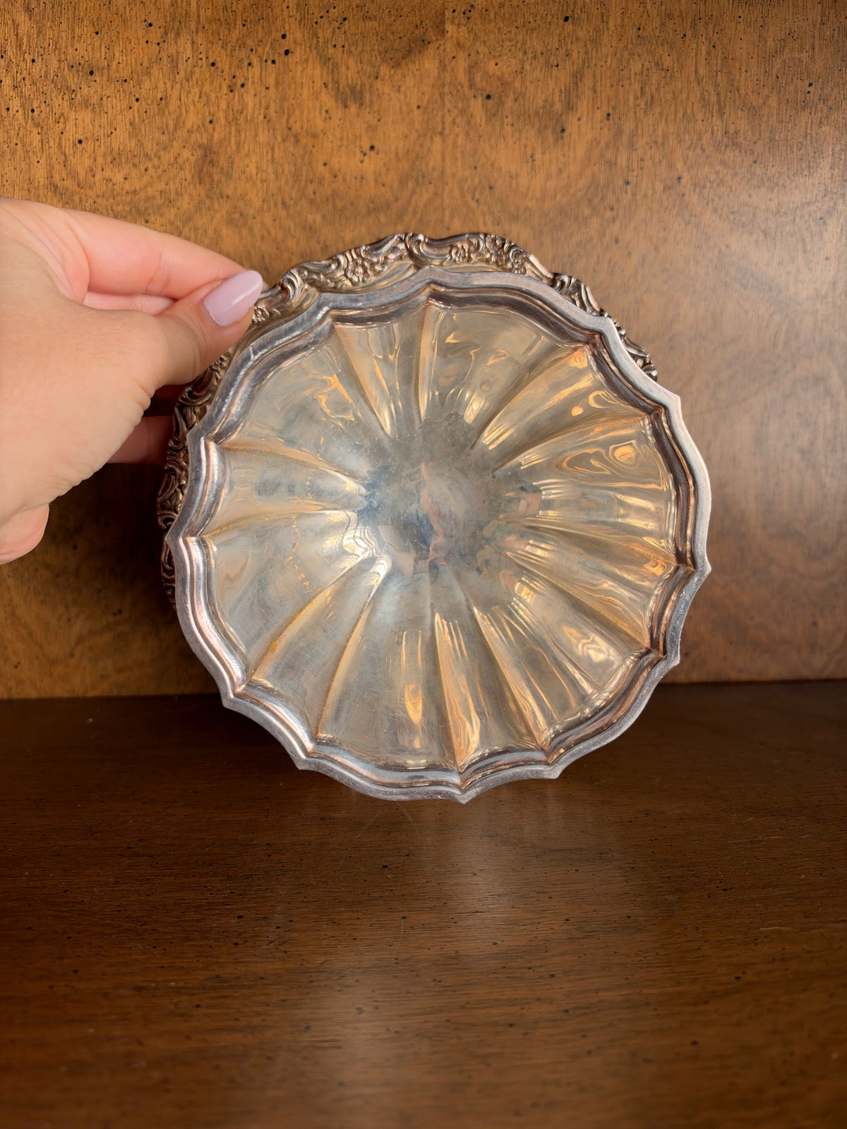 Vintage International Silver Sauce Bowl with Attached Underplate view 5