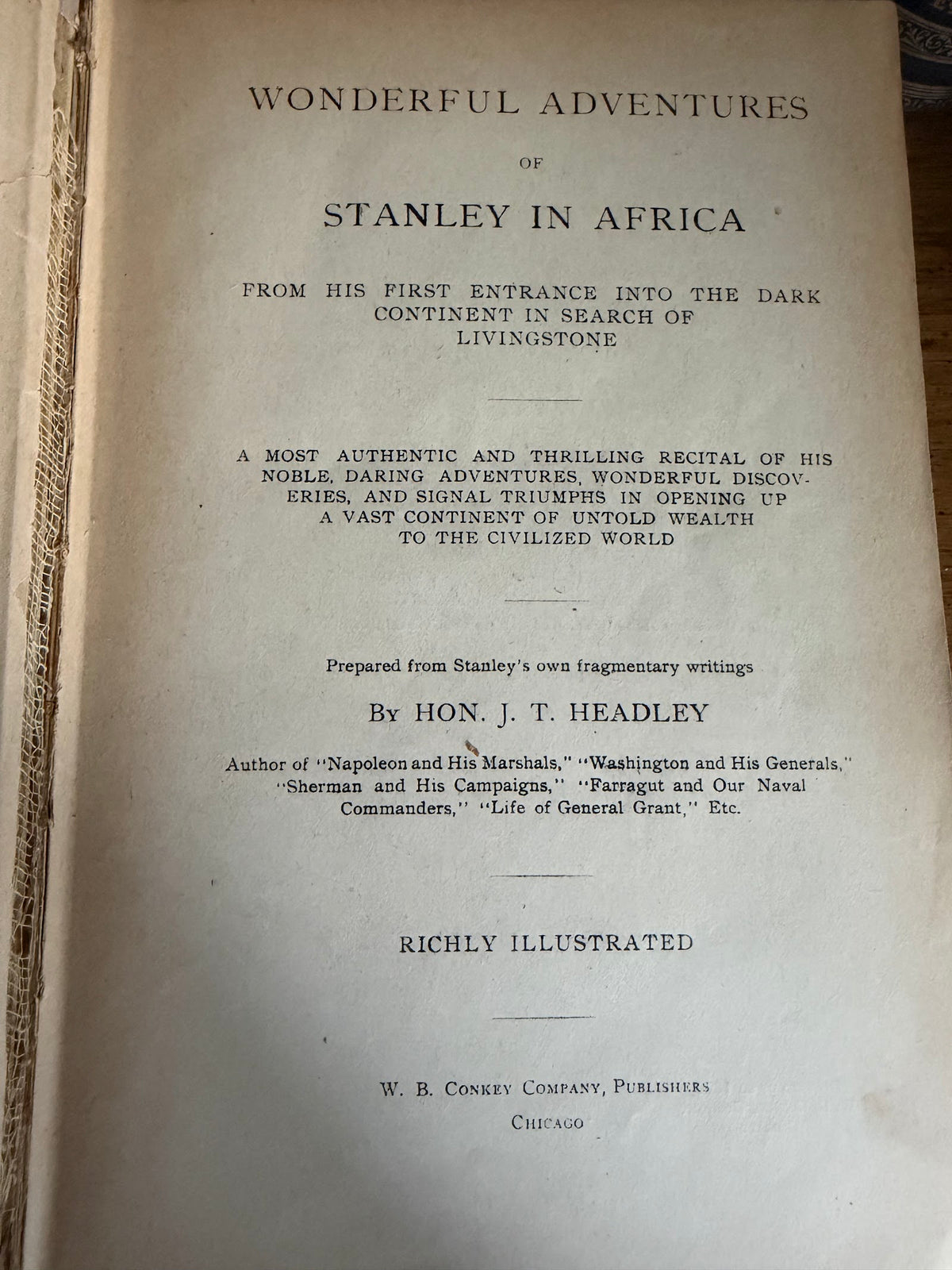 Antique Stanley in Africa Illustrated Hardcover Book, Conkey 1899 view 7