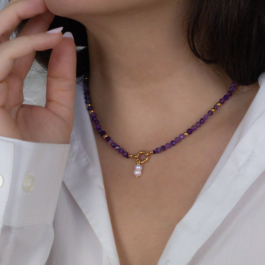 AMELIA Amethyst and Pearl Necklace