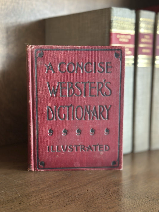 Antique 1895 A Concise Webster's Dictionary, red cloth hardcover