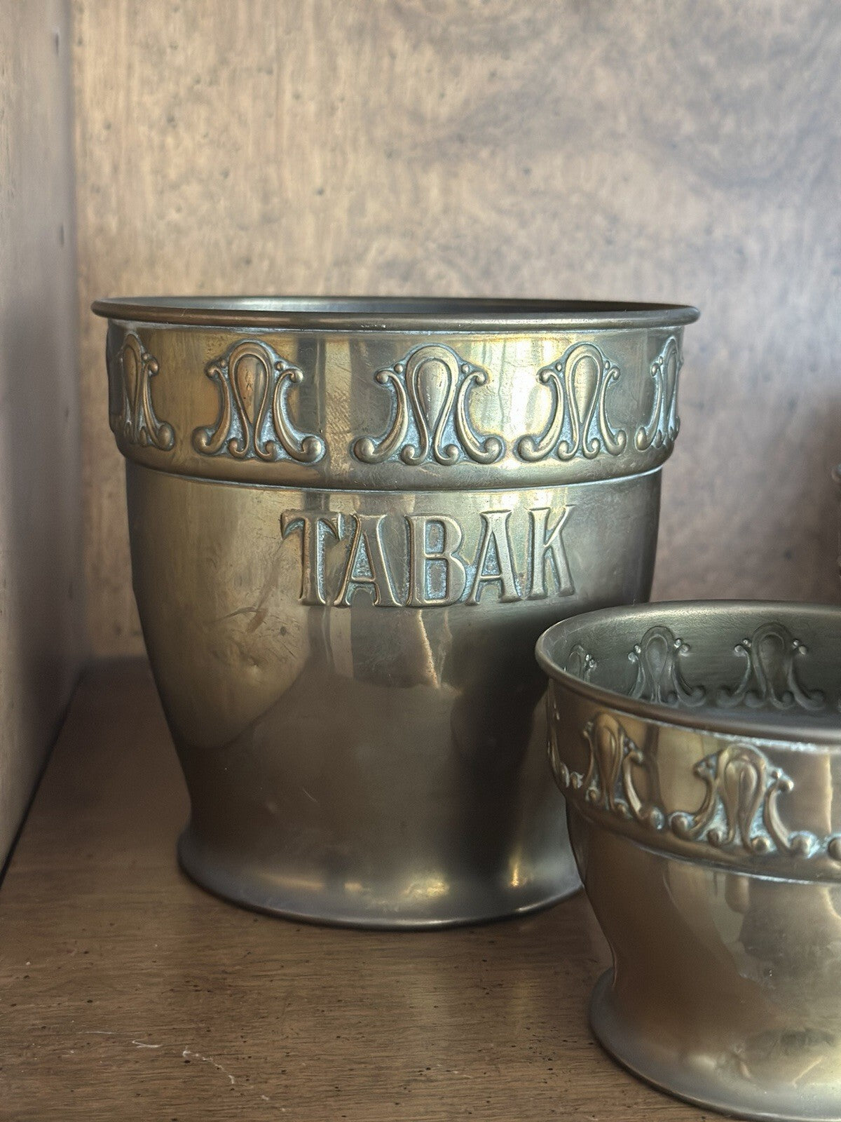 Antique Dutch brass TABAK and SIGAREN tobacco jars by RIO Tiel, set of 3, photo 4