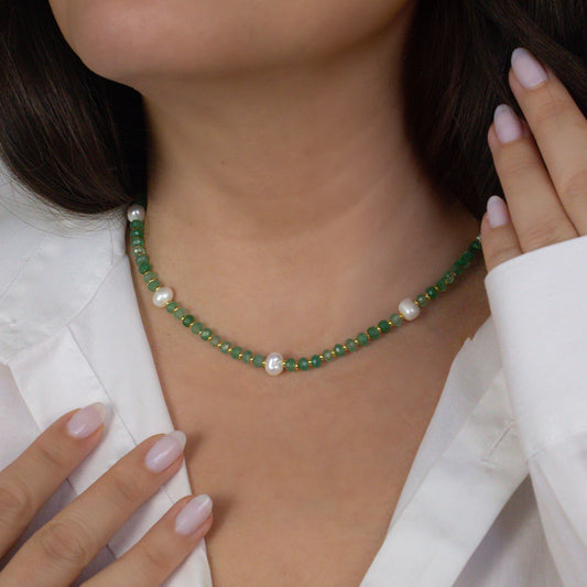 ARABELLA Aventurine and Pearl Necklace