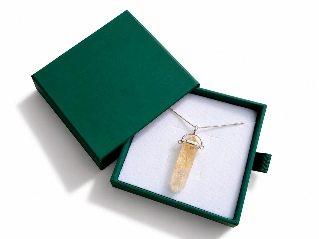 Natural citrine crystal point necklace