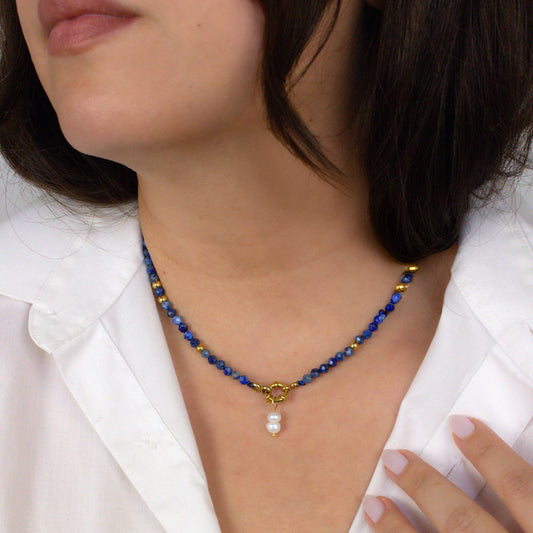 AMELIA Lapis Lazuli and Pearl Necklace
